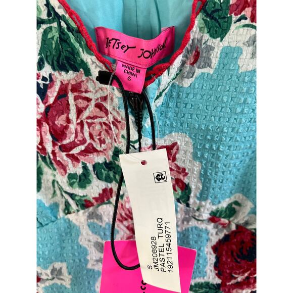 Betsey Johnson Turquoise and Red Floral Mini Dress - Picture 10 of 13